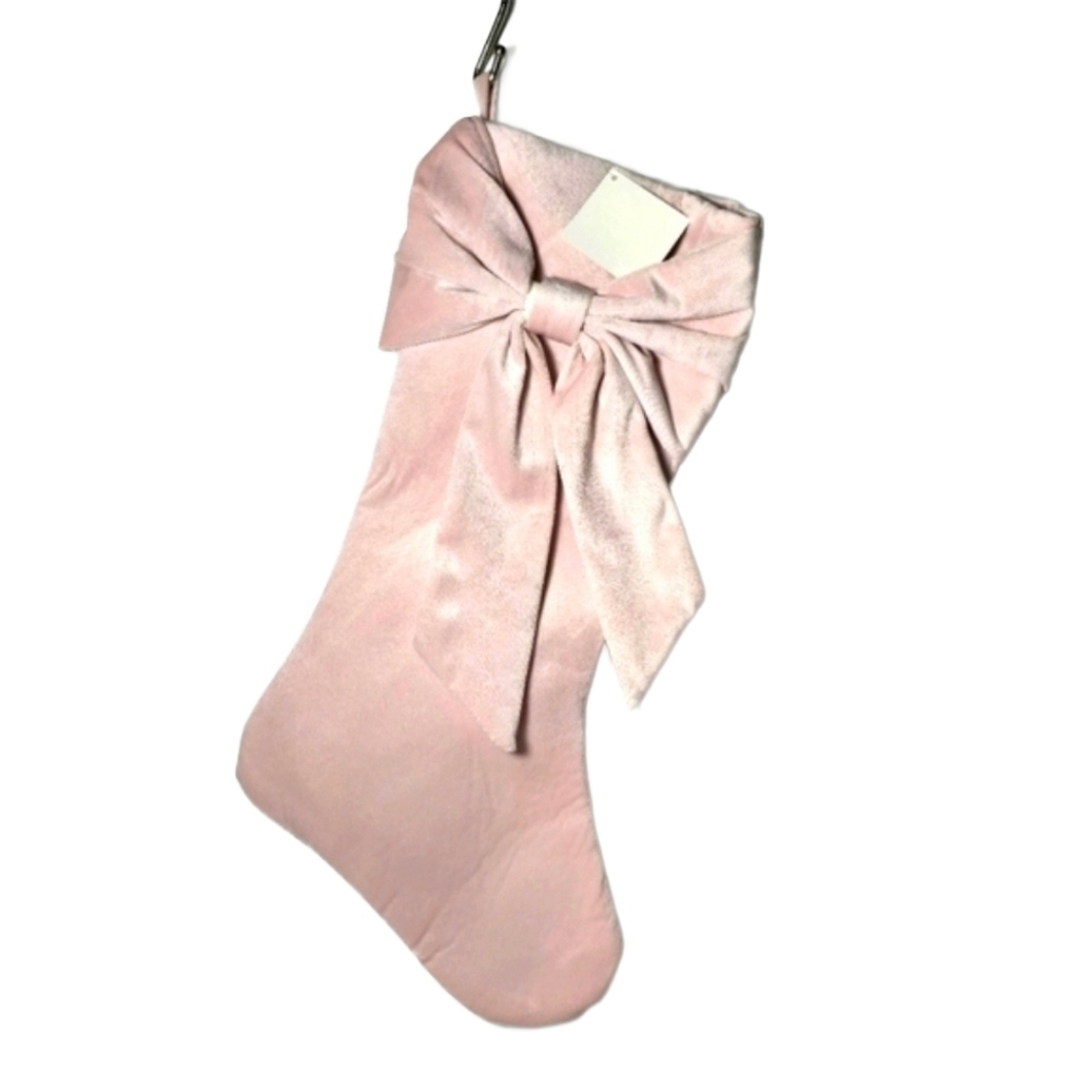 Hobby Lobby Pink Velvet Bow Christmas Stocking 20” NWT